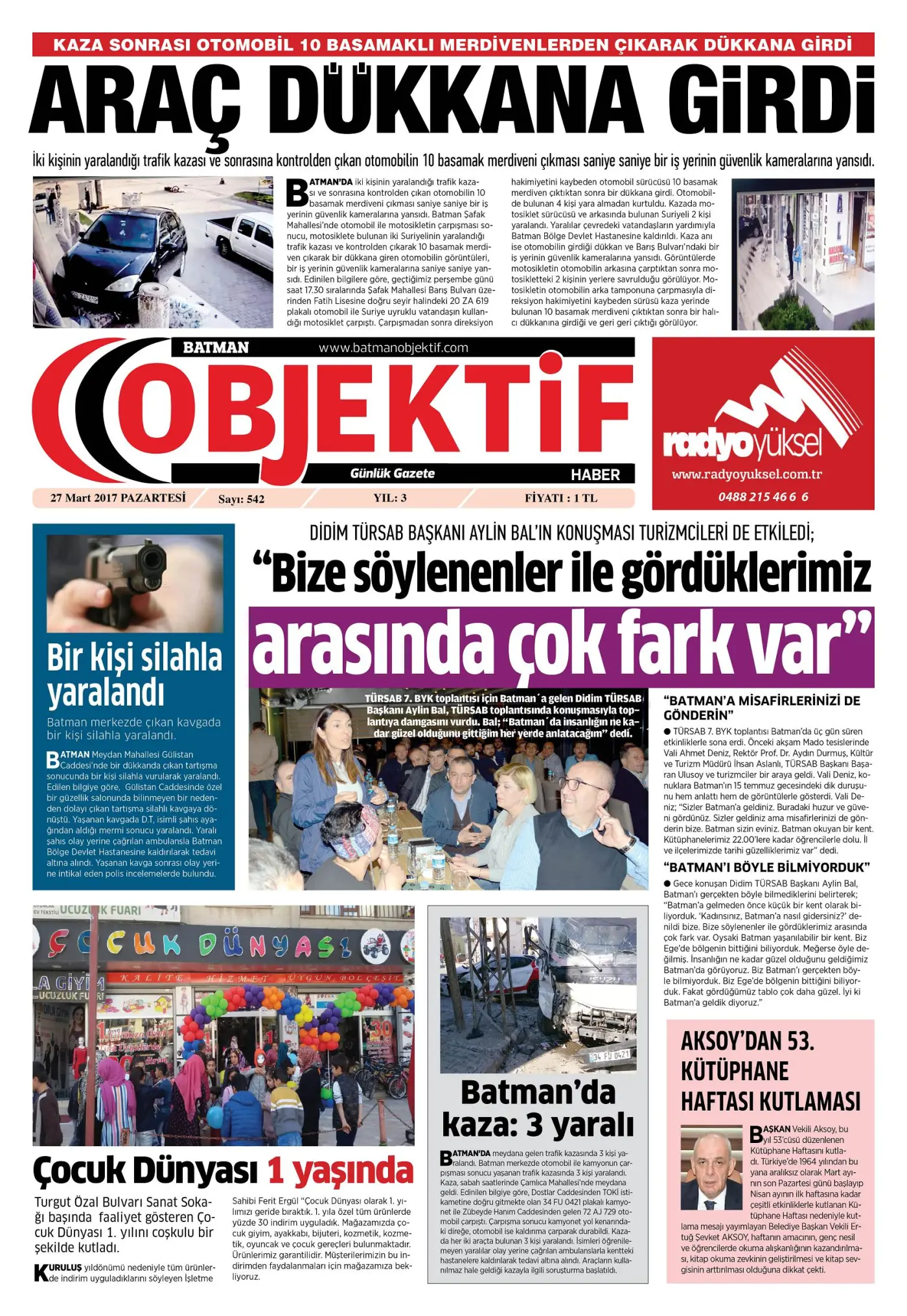 27.03.2017 tarihli sayı, 1. sayfa