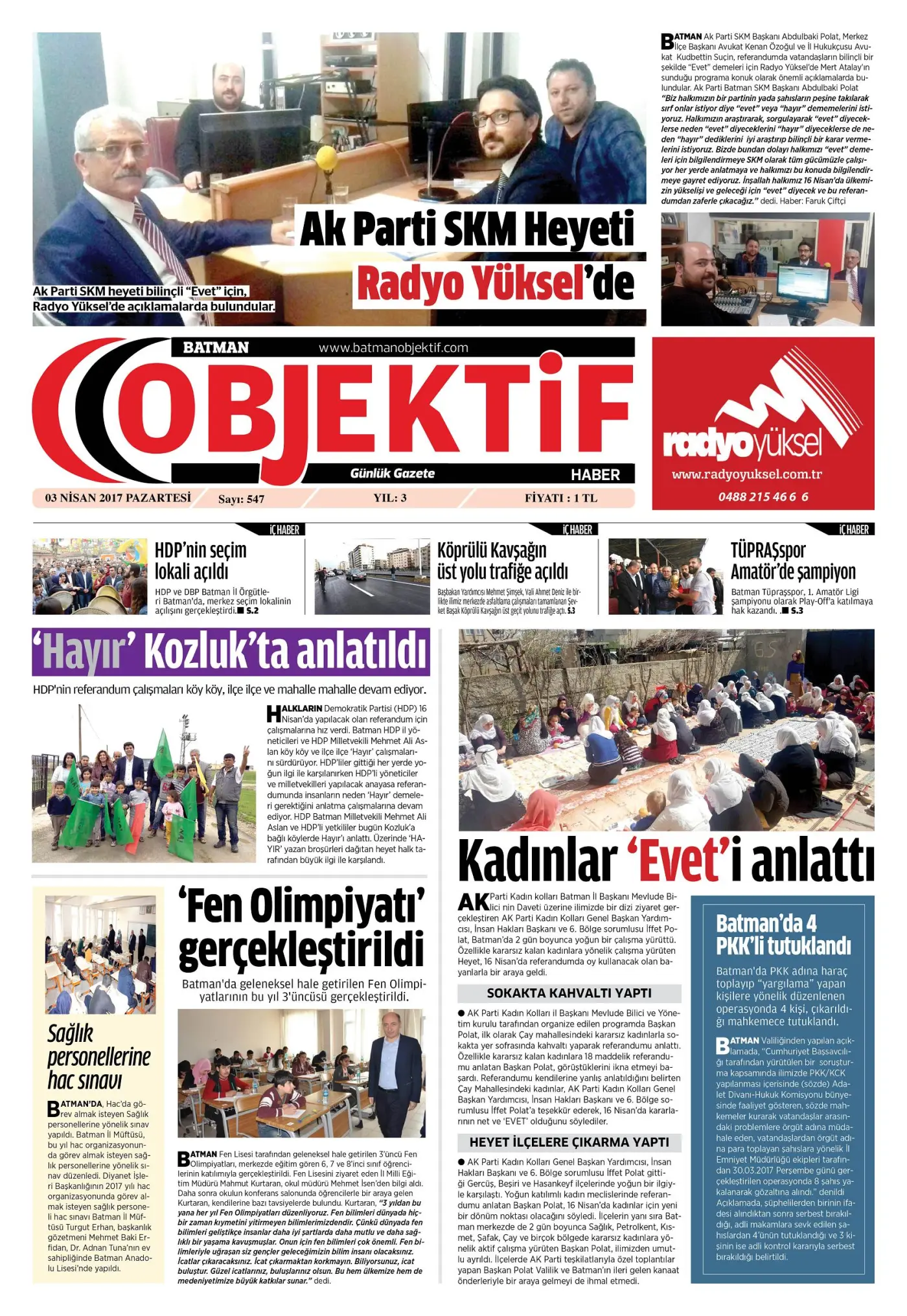 03.04.2017 tarihli sayı, 1. sayfa