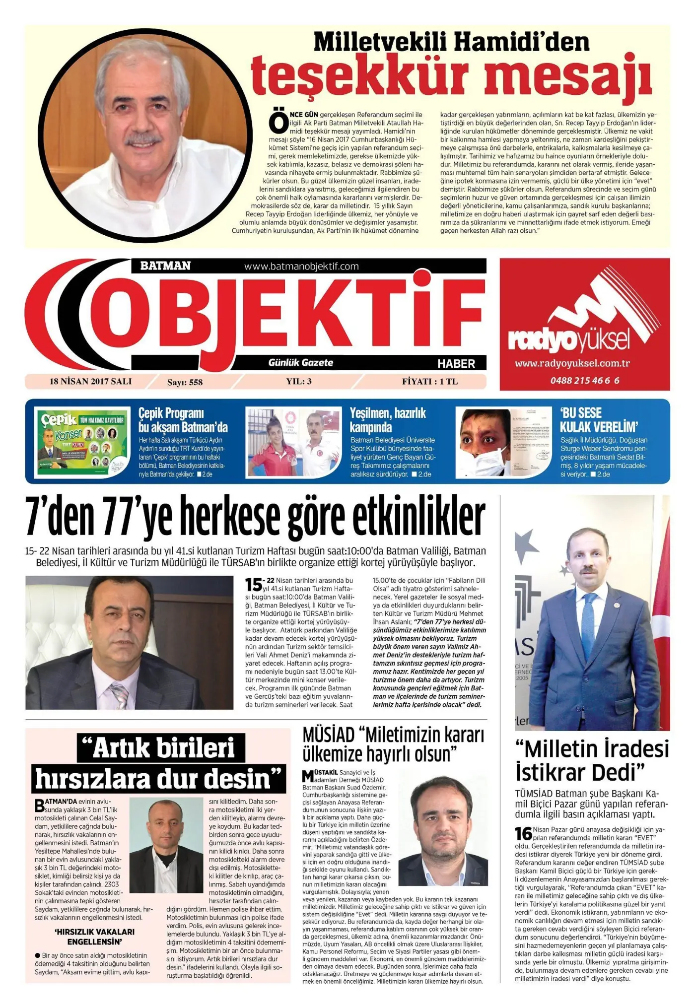 17.04.2017 tarihli sayı, 1. sayfa