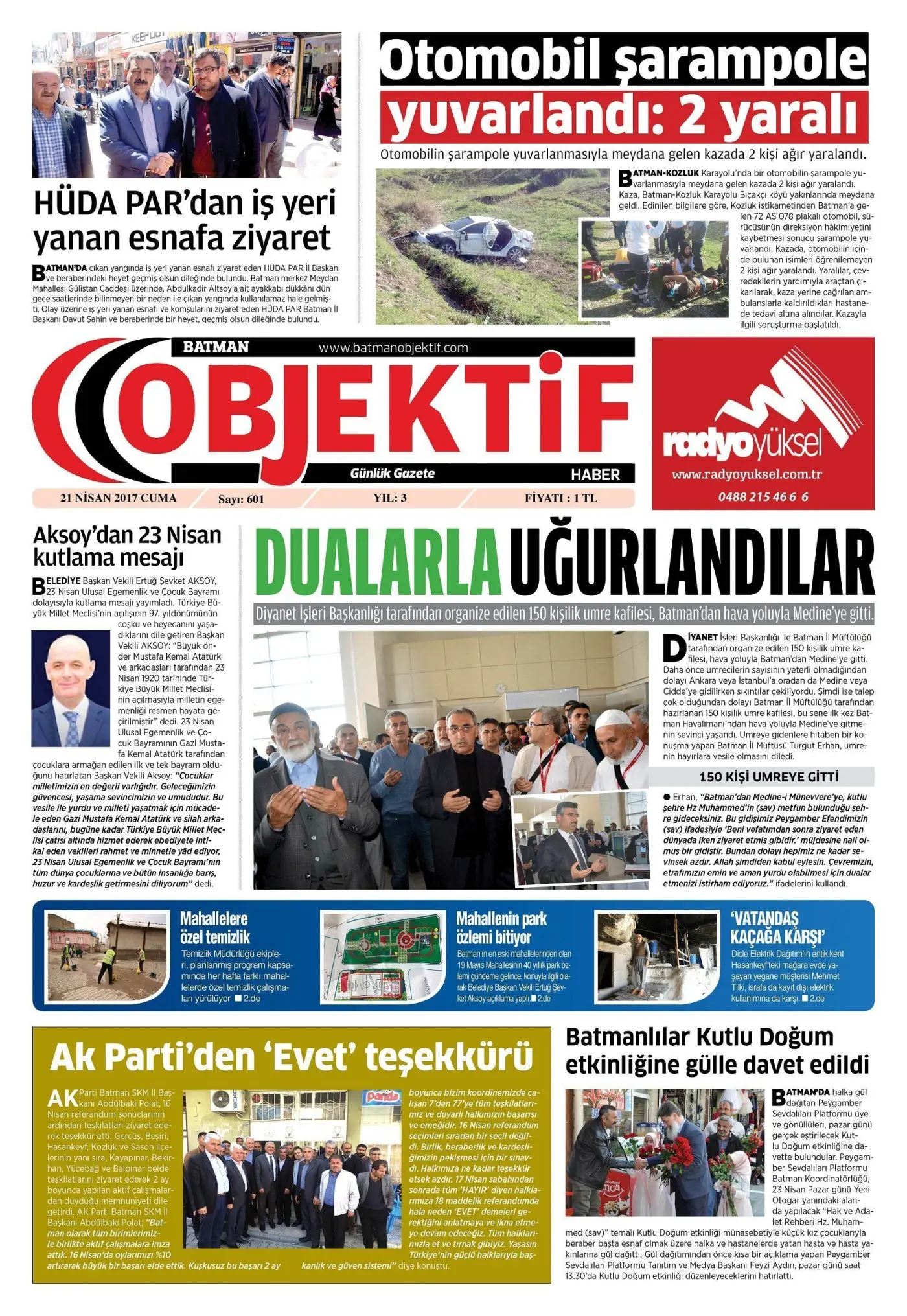 20.04.2017 tarihli sayı, 1. sayfa