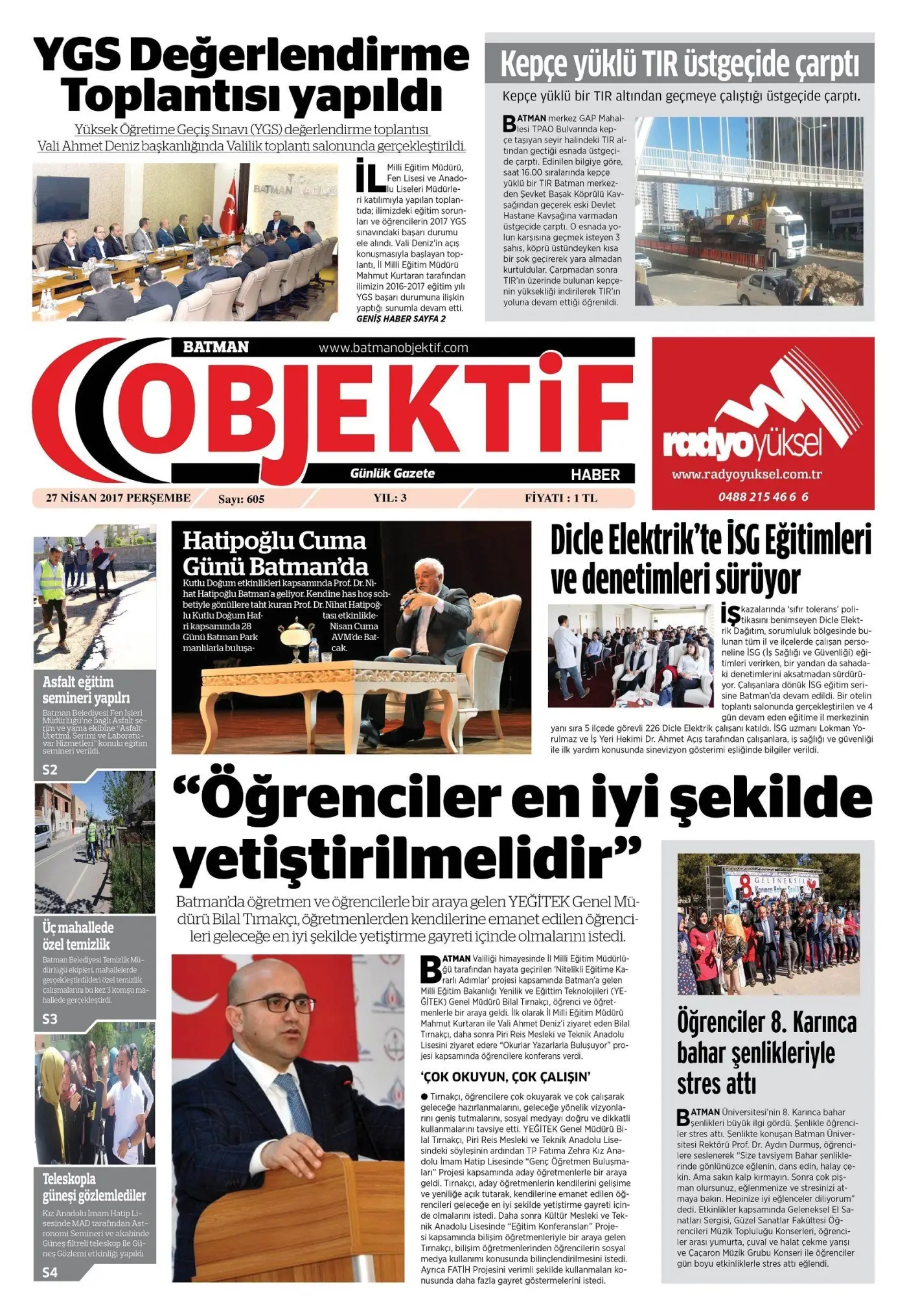 26.04.2017 tarihli sayı, 1. sayfa