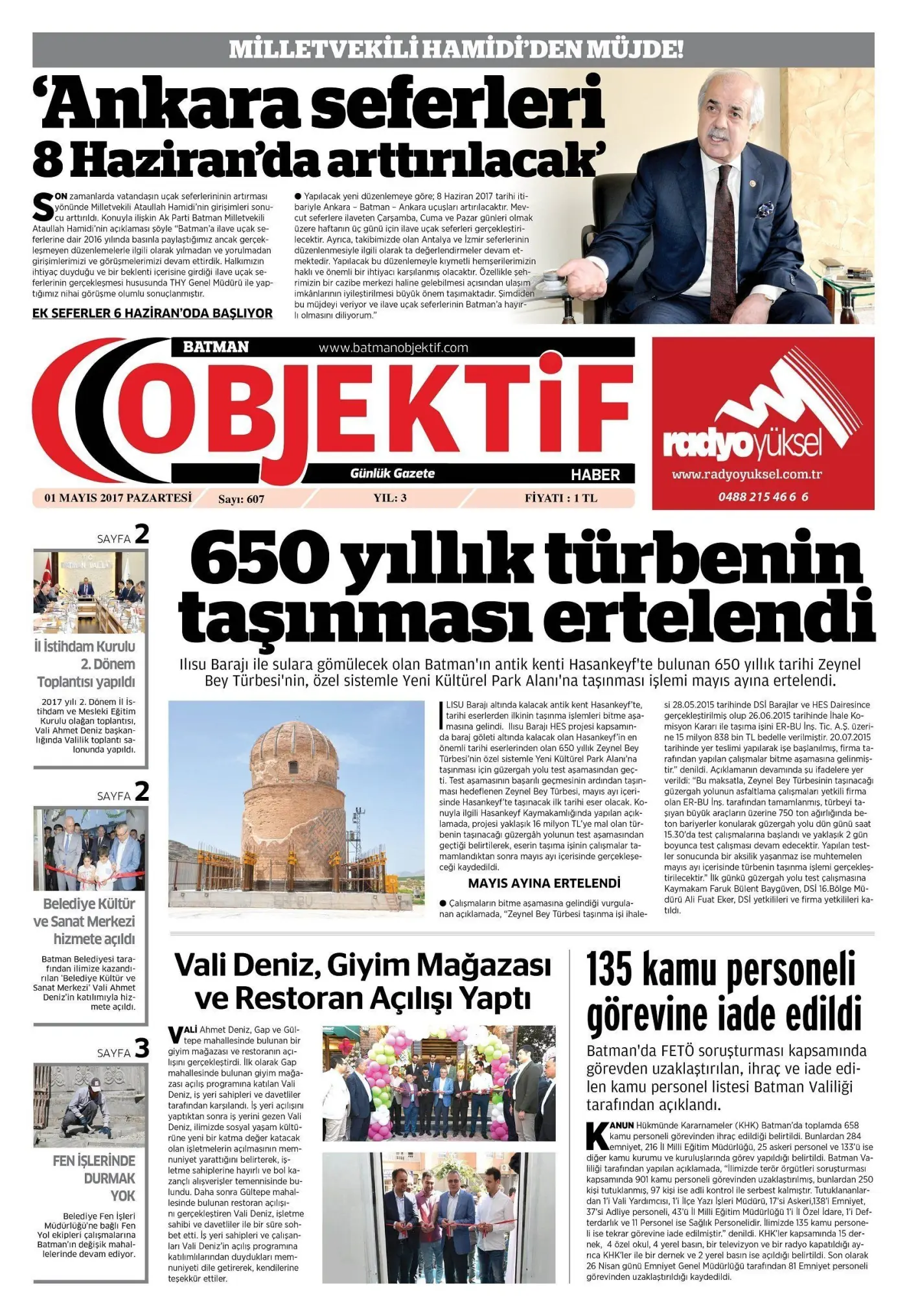 01.05.2017 tarihli sayı, 1. sayfa