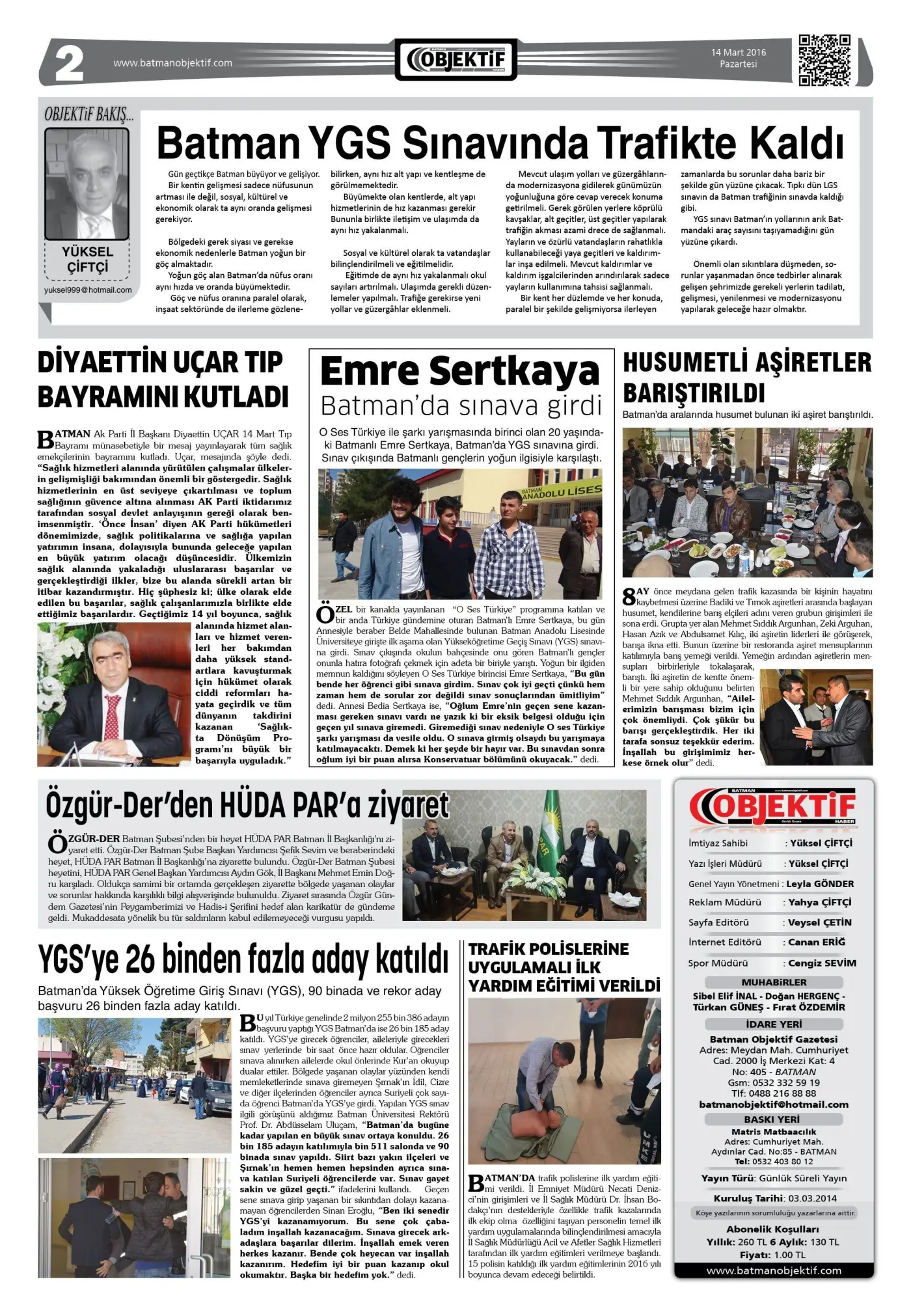14.03.2016 tarihli sayı, 2. sayfa