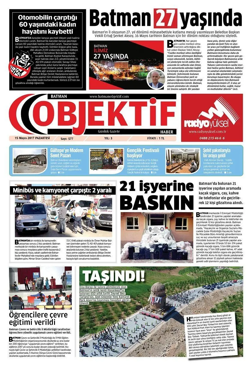15.05.2017 tarihli sayı, 1. sayfa