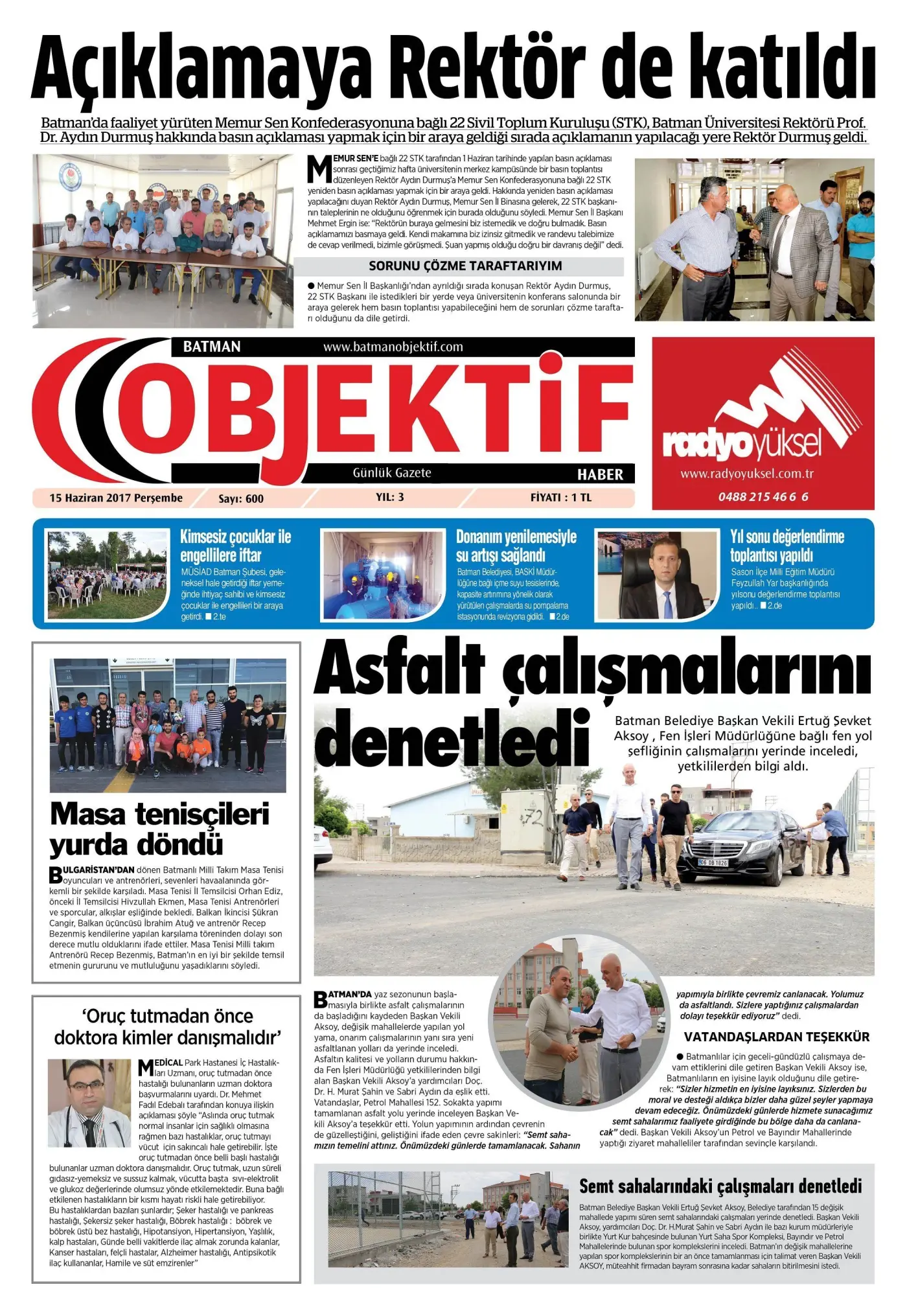 14.06.2017 tarihli sayı, 1. sayfa