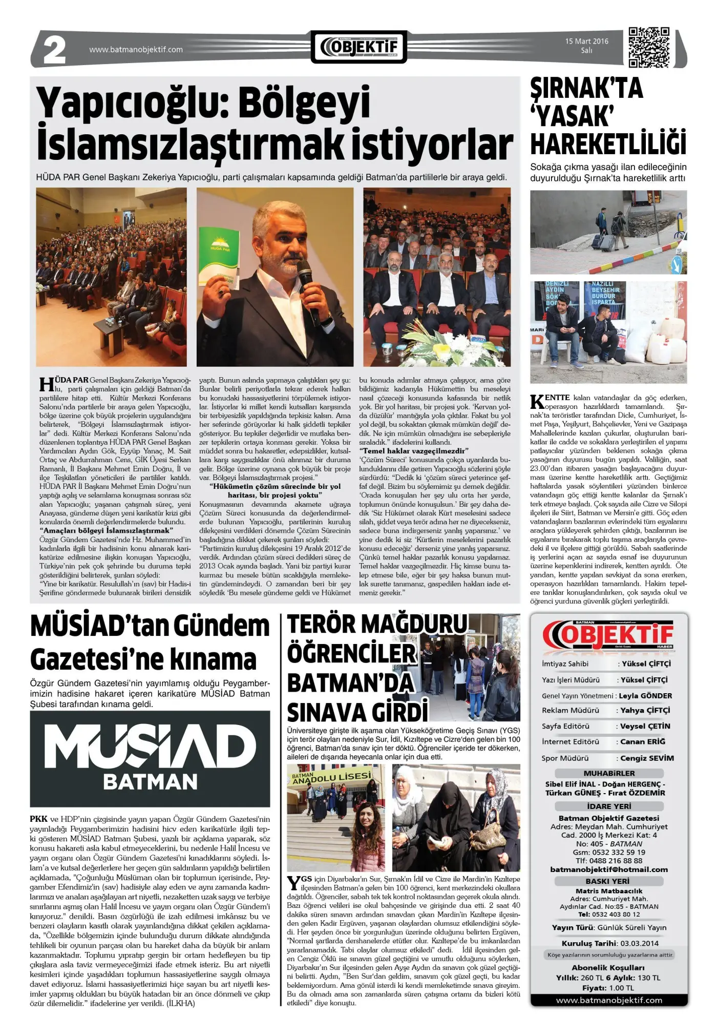 15.03.2016 tarihli sayı, 2. sayfa