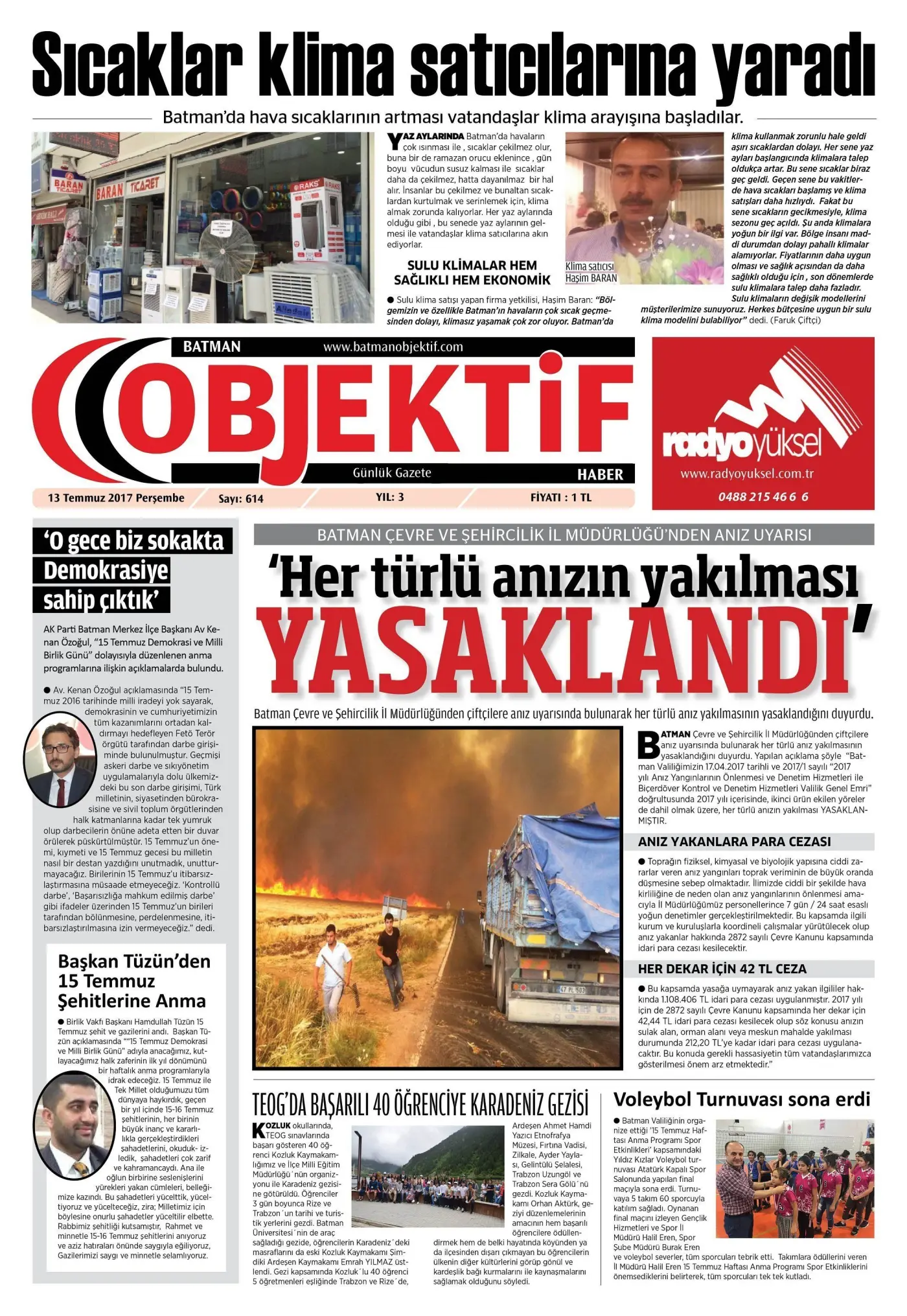 12.07.2017 tarihli sayı, 1. sayfa