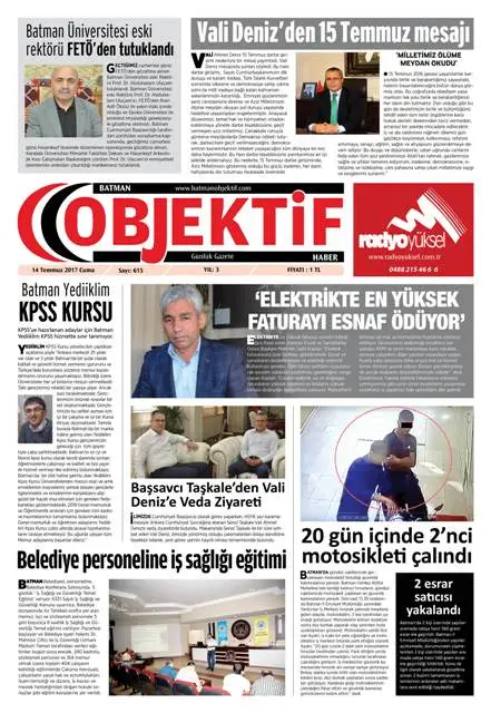 14.07.2017 tarihli sayı, 1. sayfa