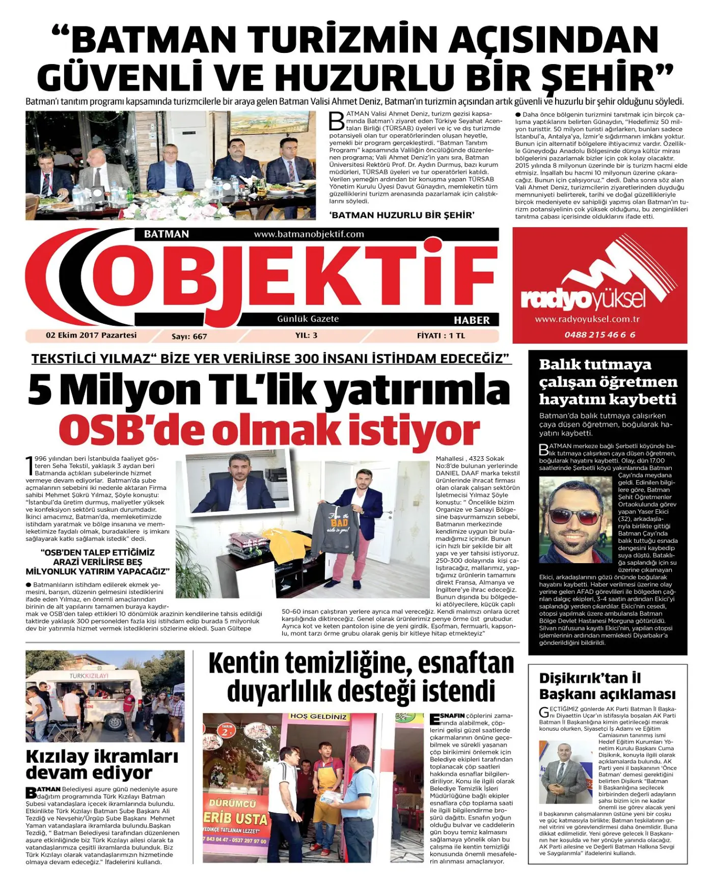 02.10.2017 tarihli sayı, 1. sayfa