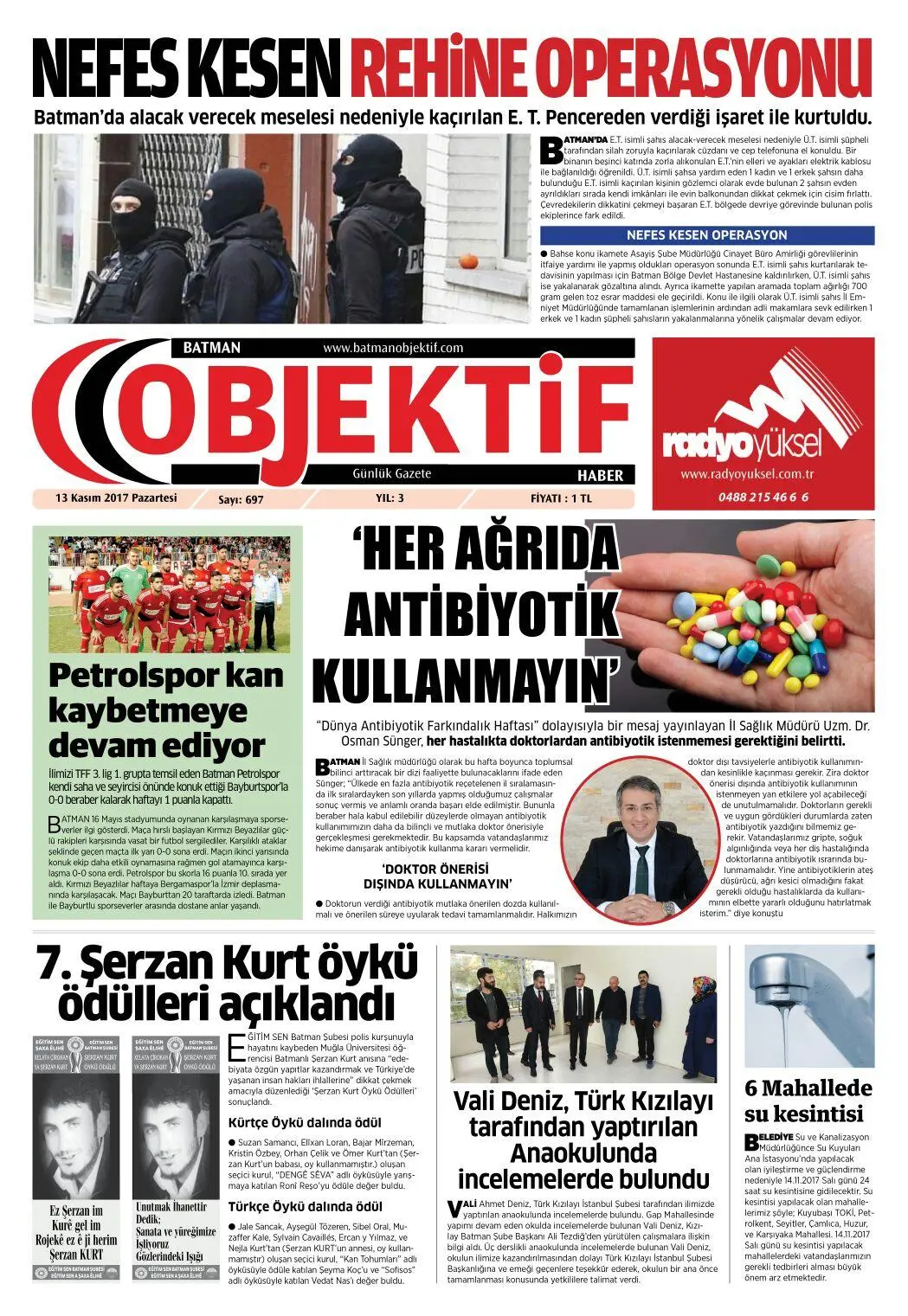 12.11.2017 tarihli sayı, 1. sayfa