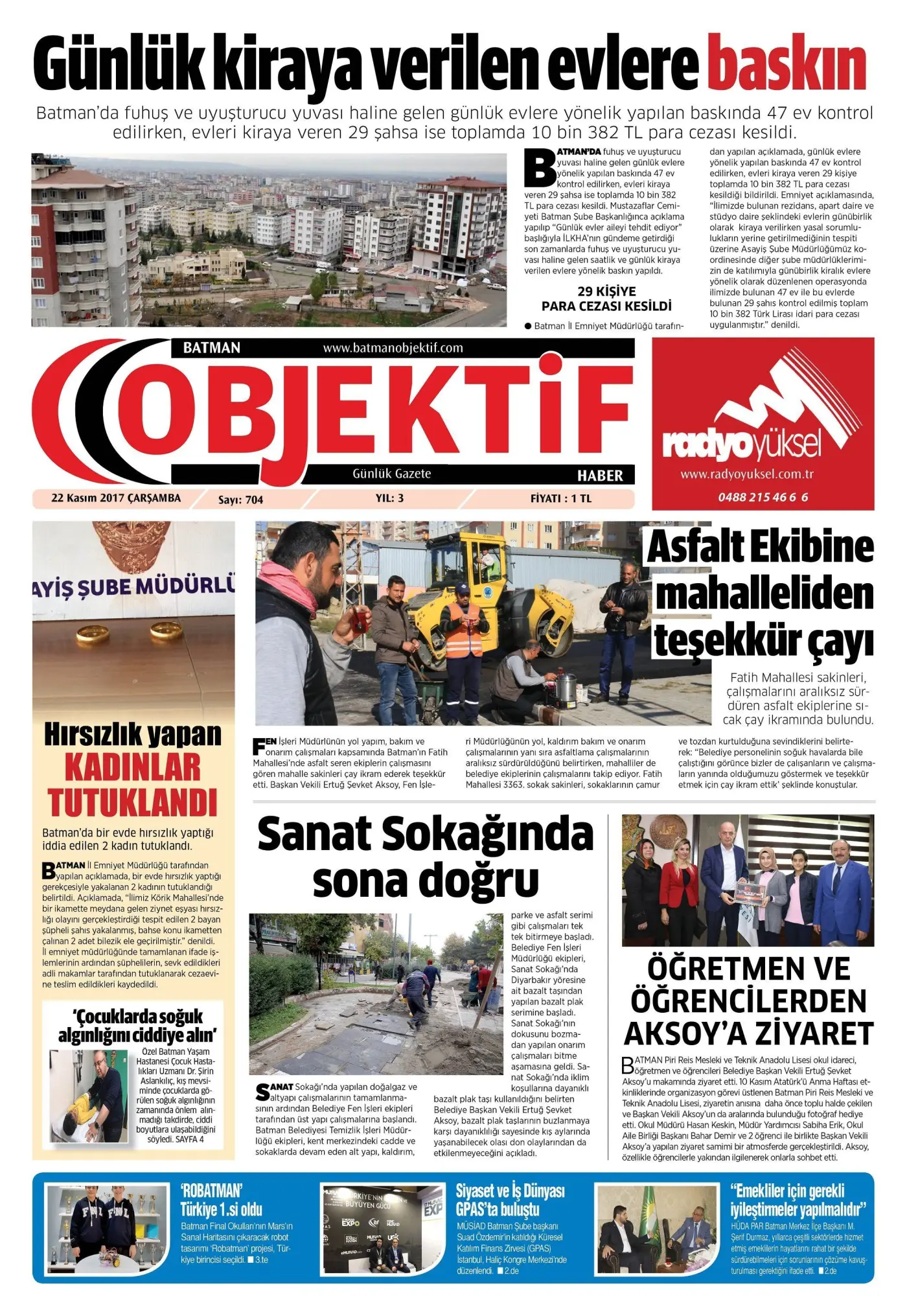 22.11.2017 tarihli sayı, 1. sayfa