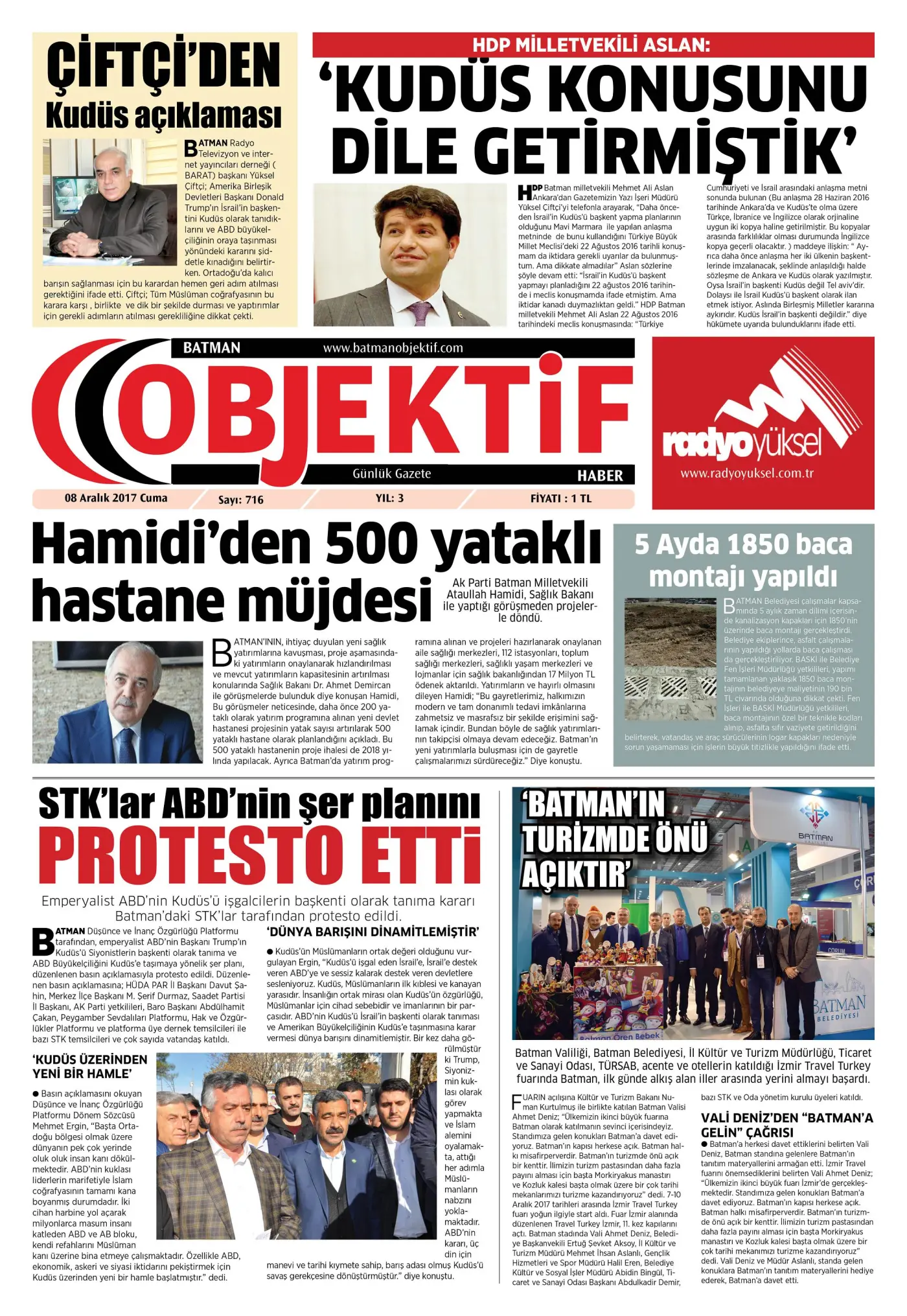 08.12.2017 tarihli sayı, 1. sayfa