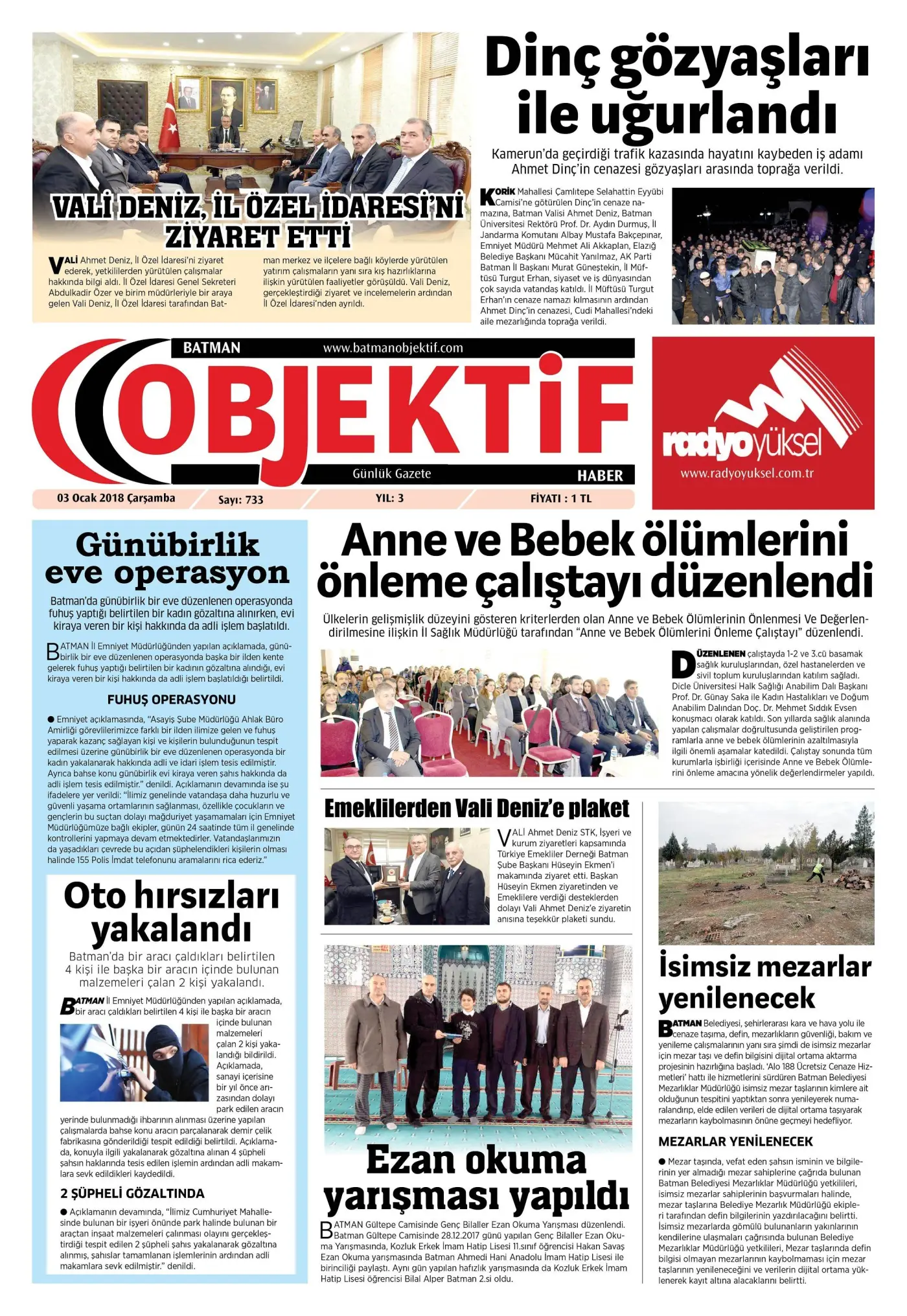 02.01.2018 tarihli sayı, 1. sayfa