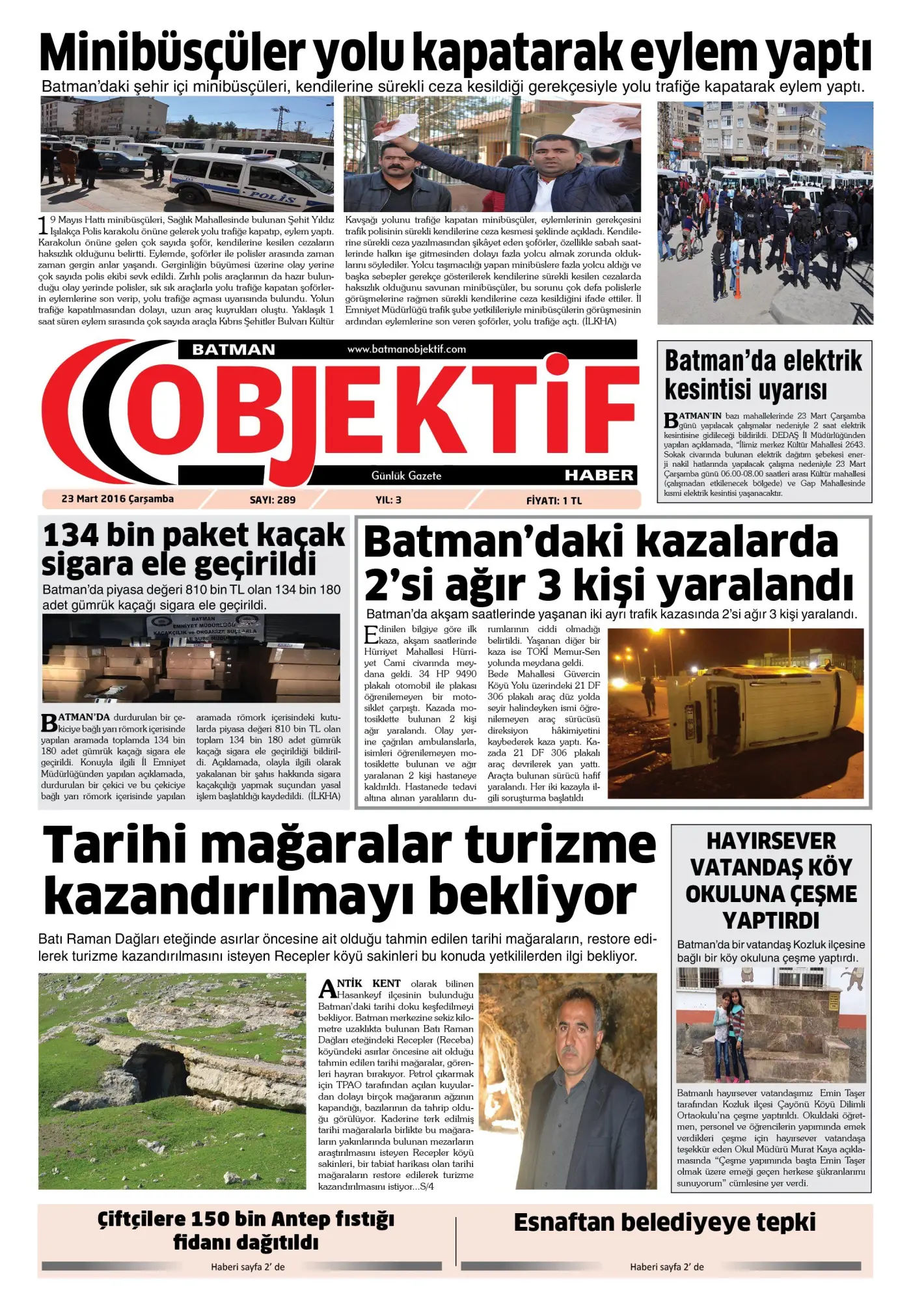 22.03.2016 tarihli sayı, 1. sayfa