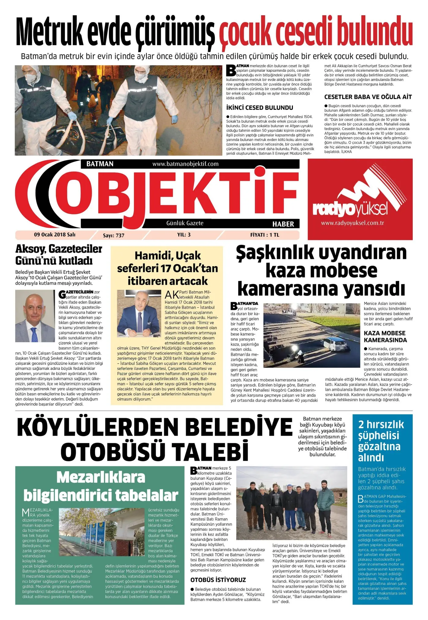 08.01.2018 tarihli sayı, 1. sayfa