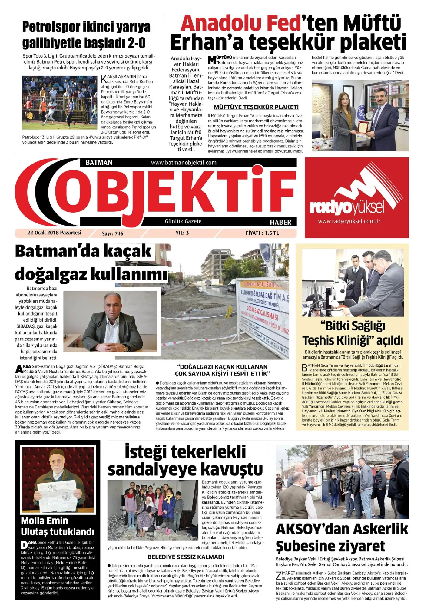 21.01.2018 tarihli sayı, 1. sayfa