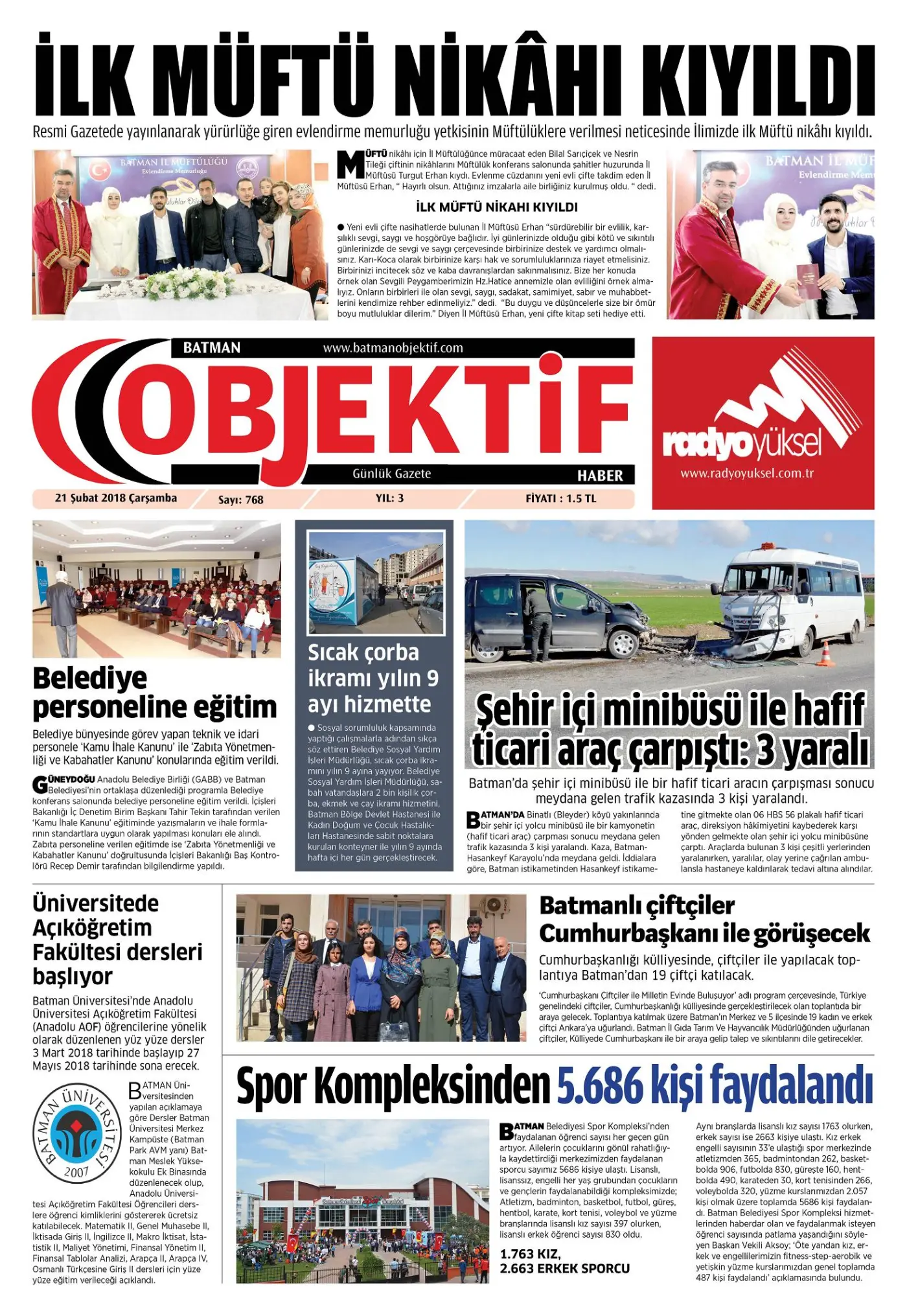 20.02.2018 tarihli sayı, 1. sayfa