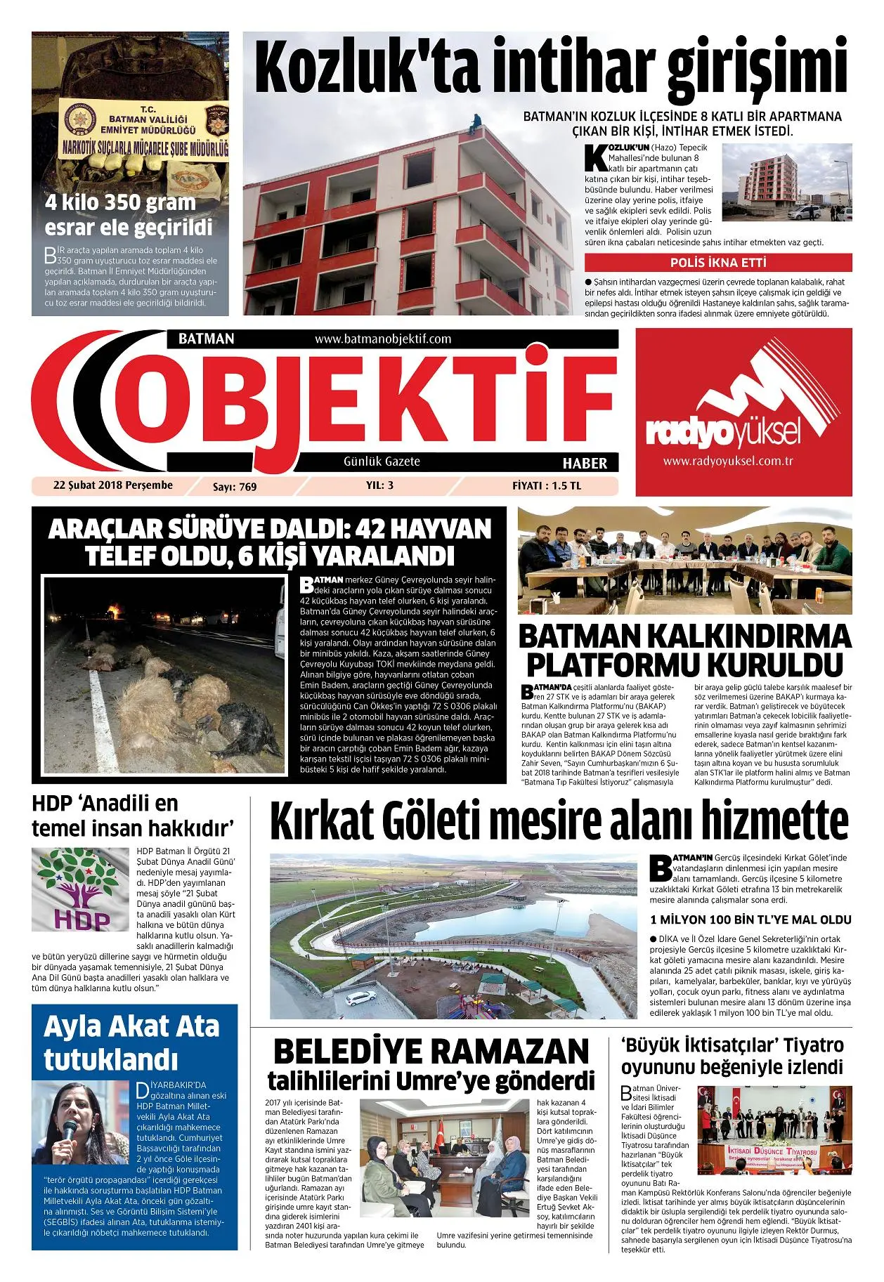 21.02.2018 tarihli sayı, 1. sayfa