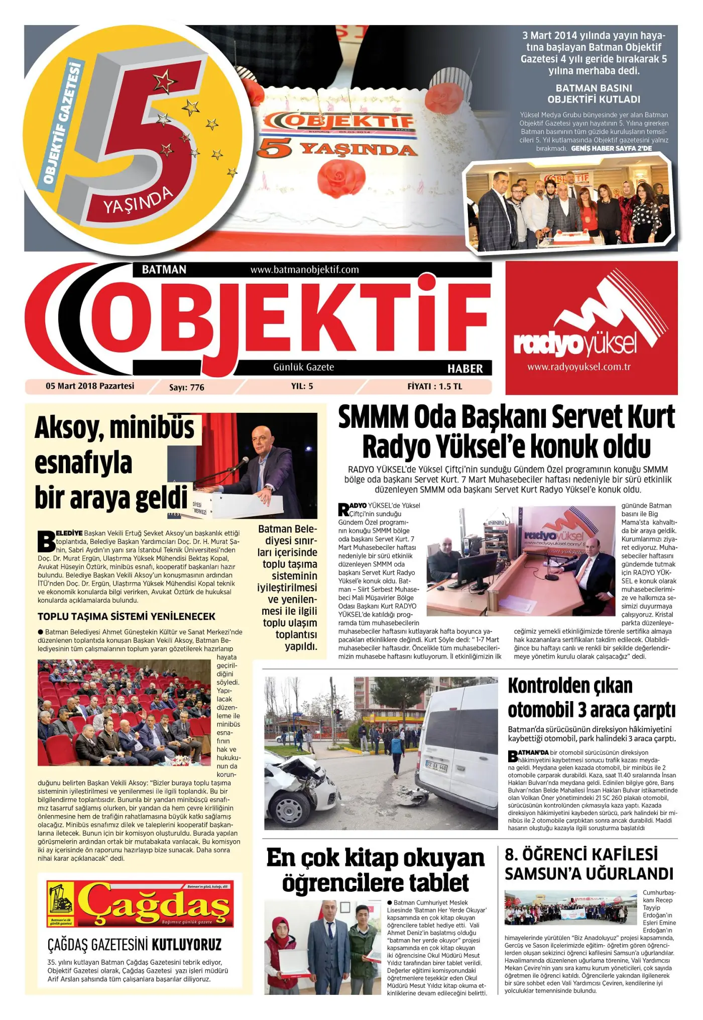05.03.2018 tarihli sayı, 1. sayfa
