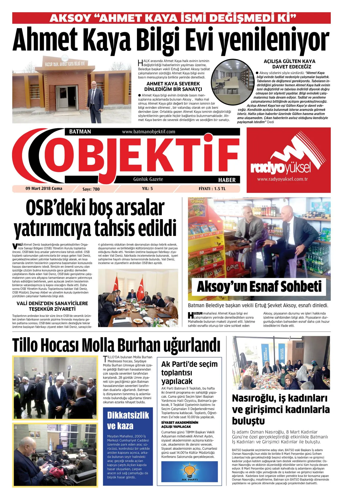 08.03.2018 tarihli sayı, 1. sayfa