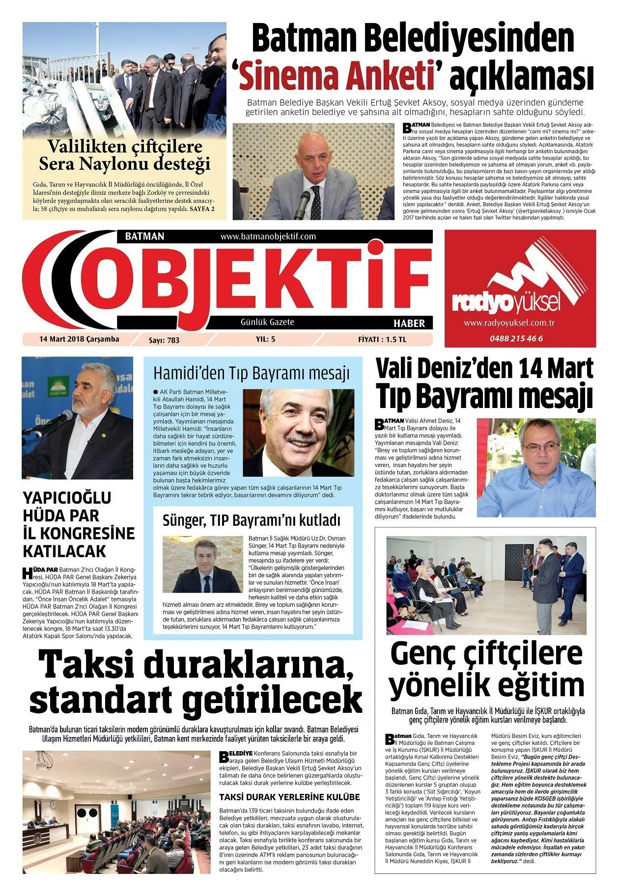 13.03.2018 tarihli sayı, 1. sayfa