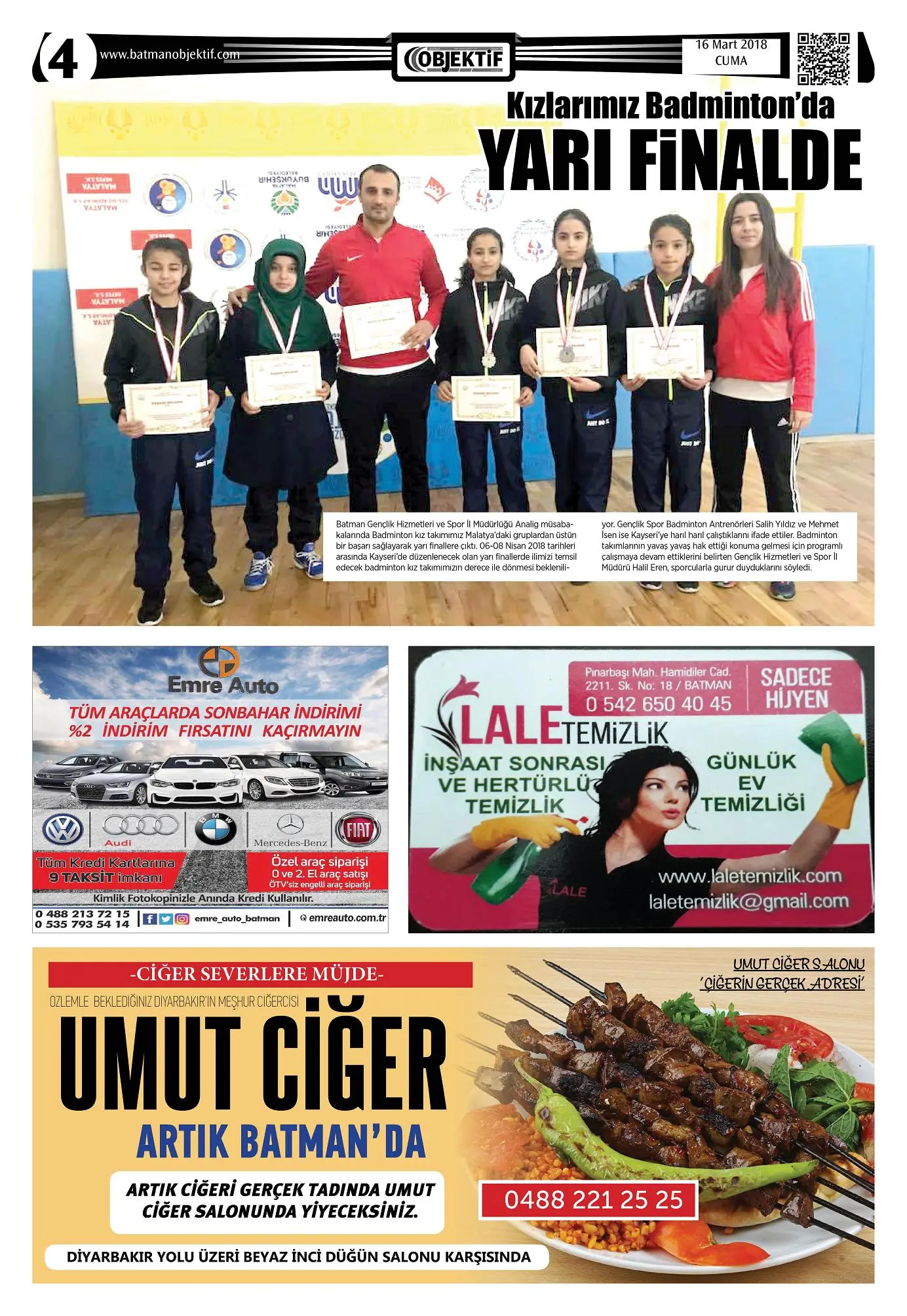 15.03.2018 tarihli sayı, 1. sayfa