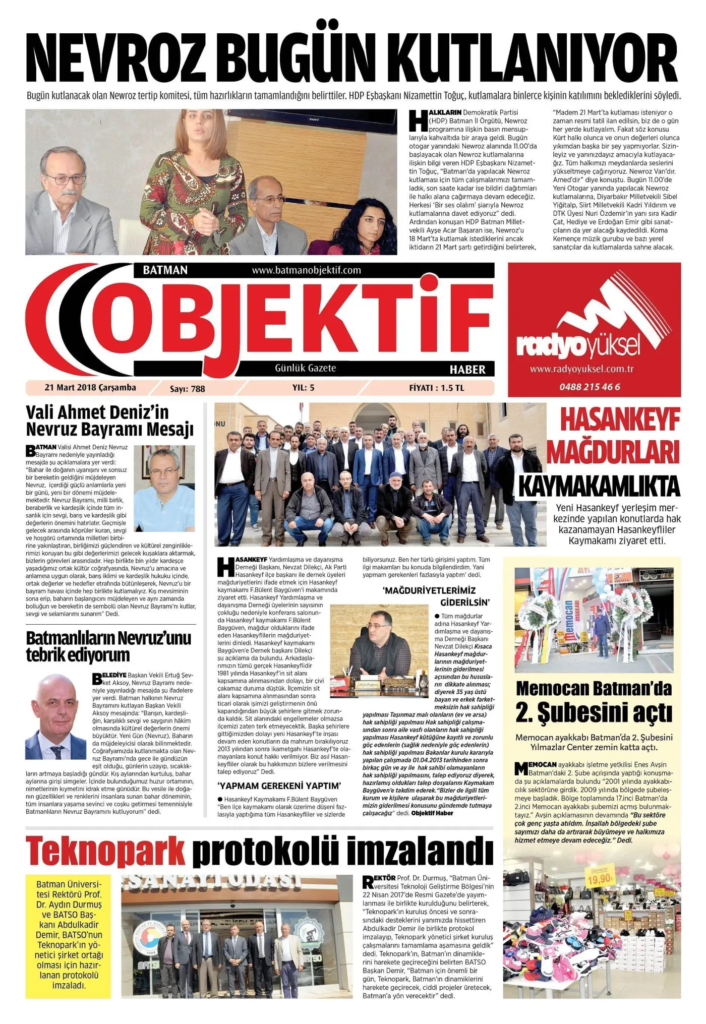 21.03.2018 tarihli sayı, 1. sayfa