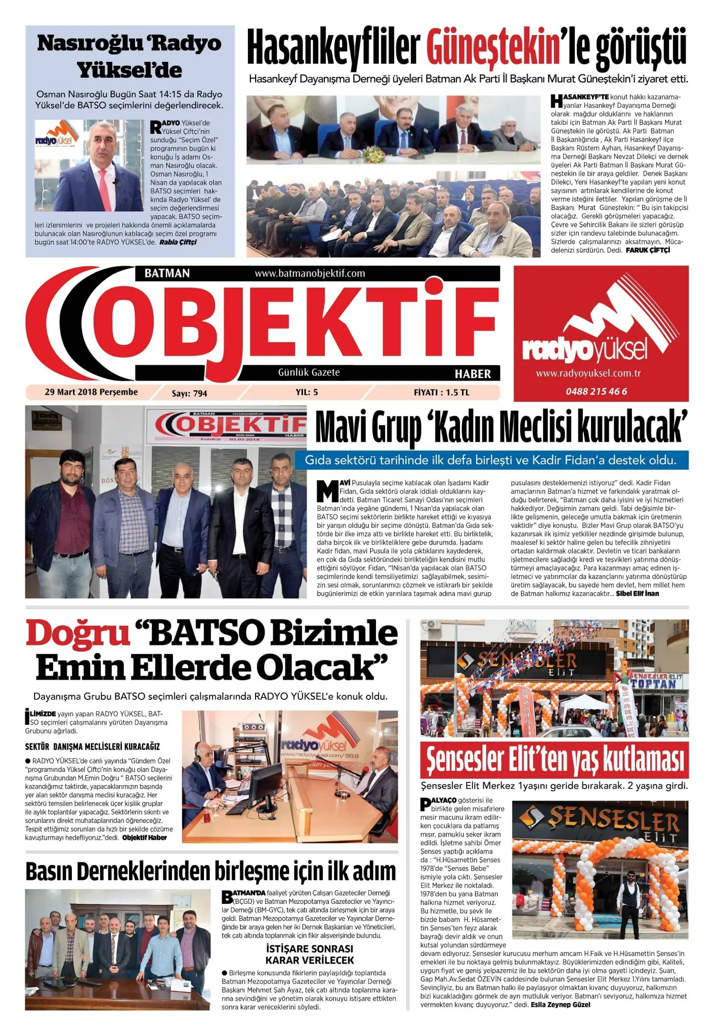 28.03.2018 tarihli sayı, 1. sayfa
