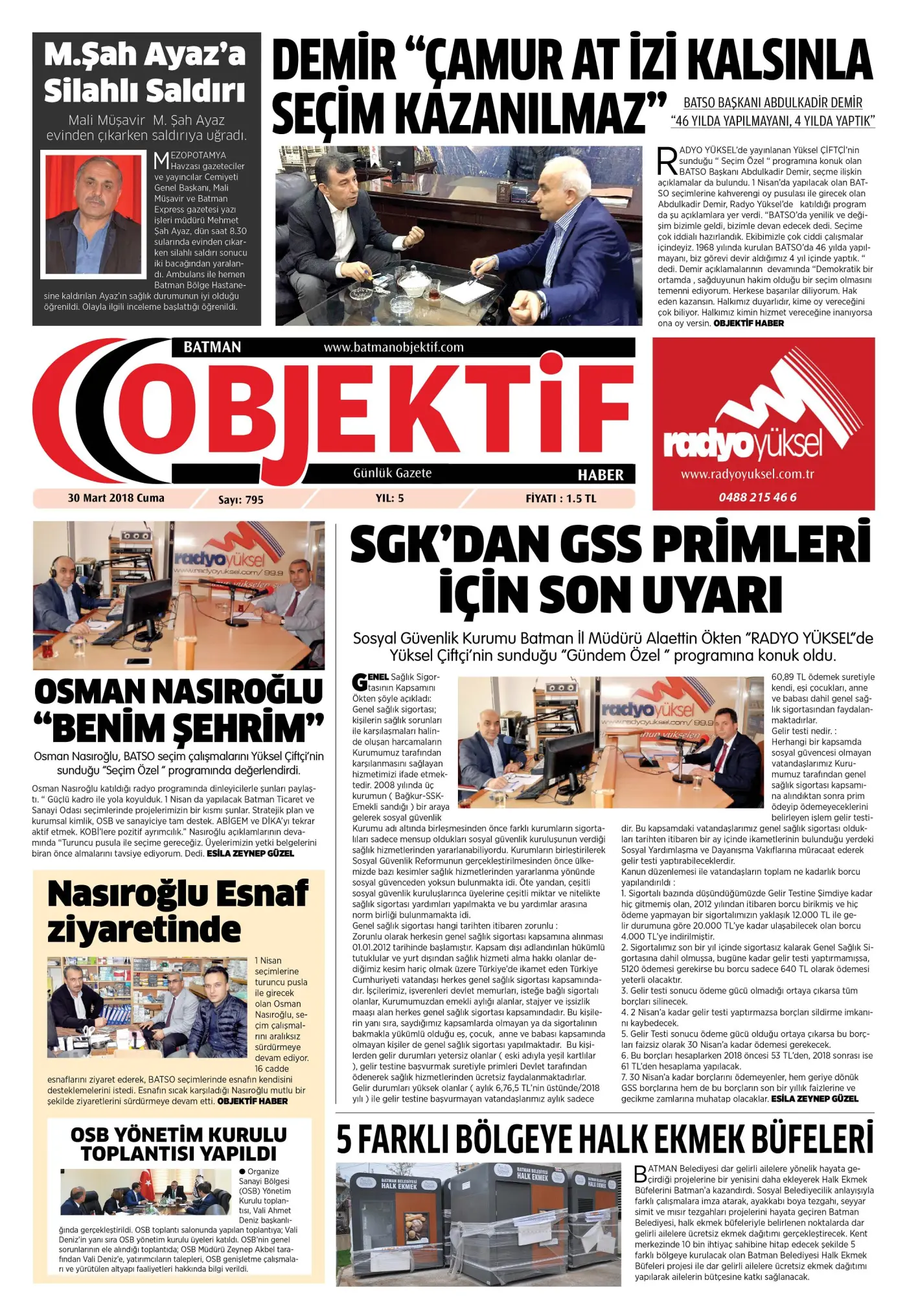 31.03.2018 tarihli sayı, 1. sayfa