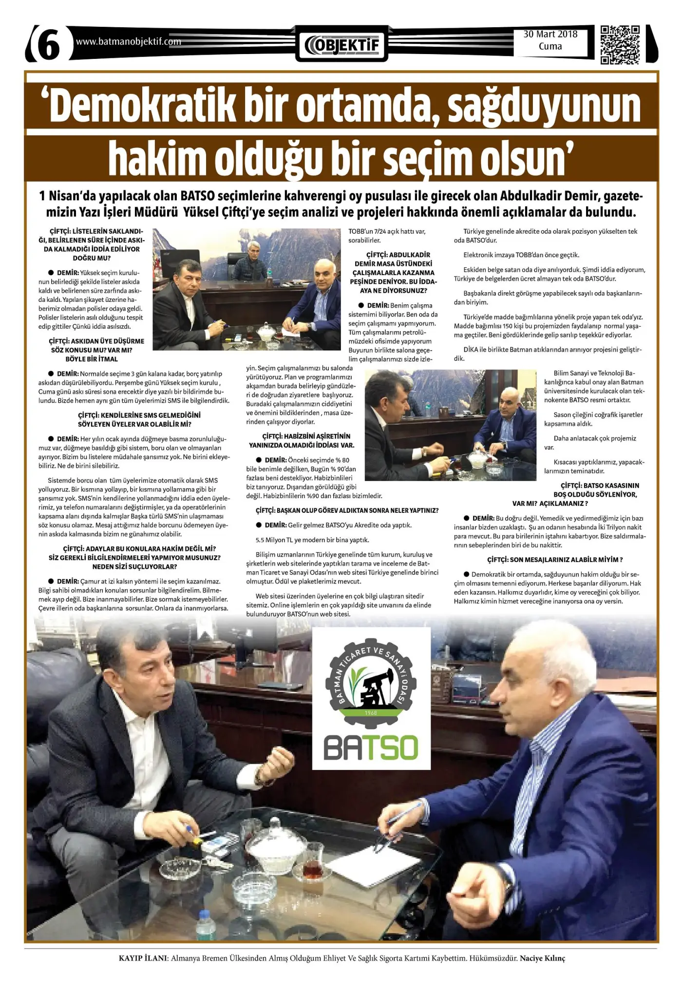 31.03.2018 tarihli sayı, 6. sayfa