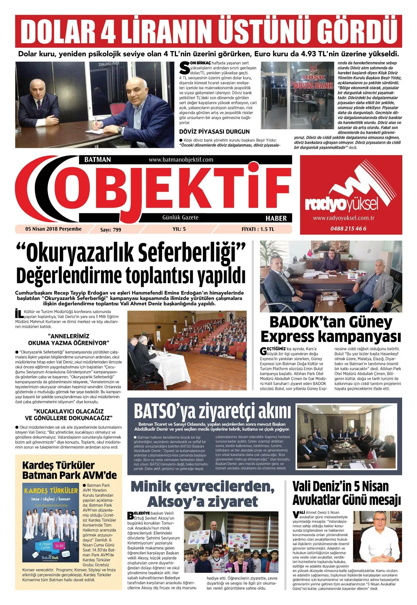 04.04.2018 tarihli sayı, 1. sayfa