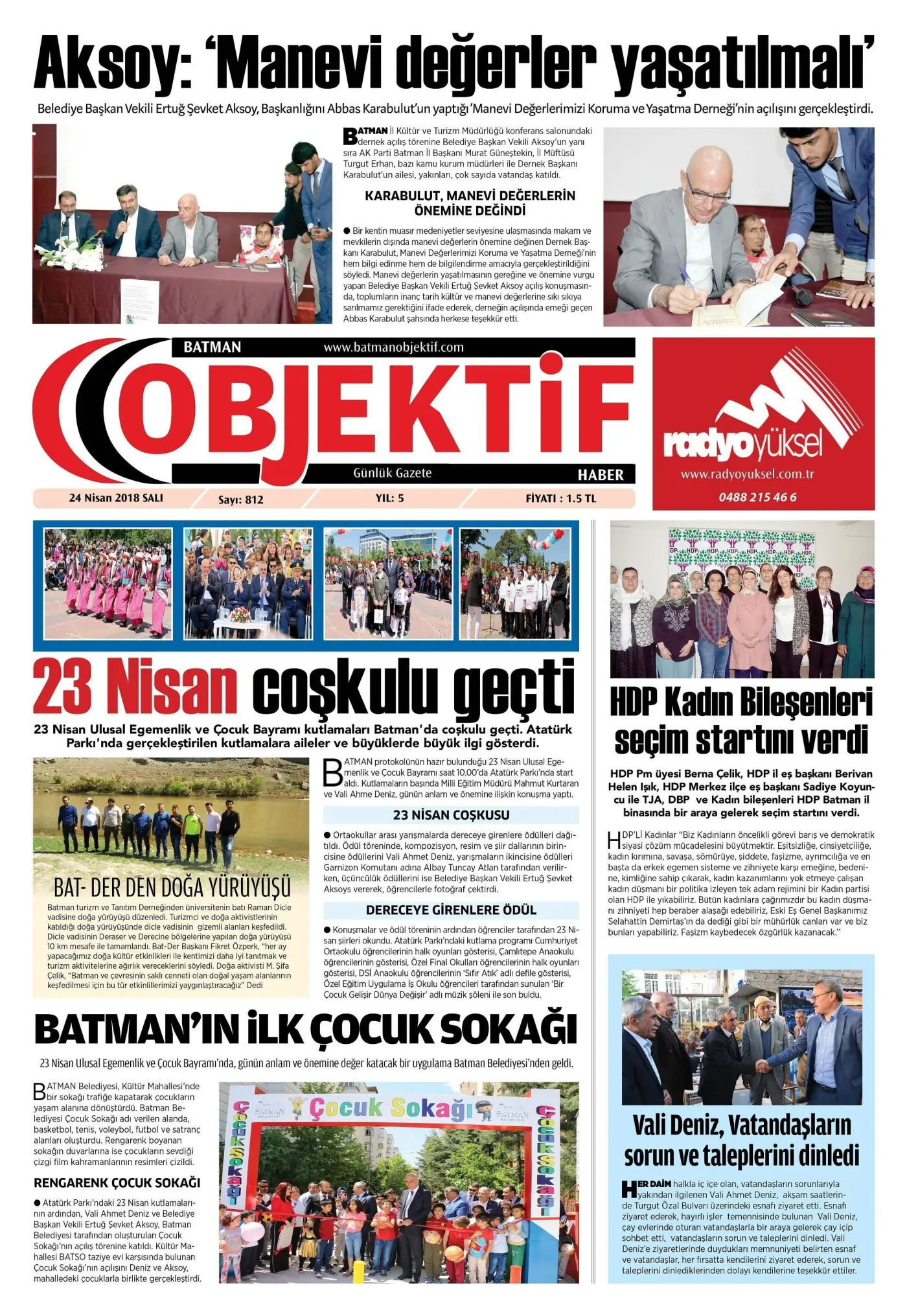 23.04.2018 tarihli sayı, 1. sayfa
