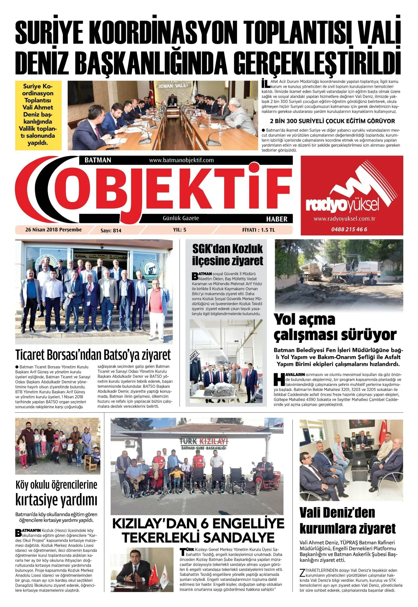 25.04.2018 tarihli sayı, 1. sayfa