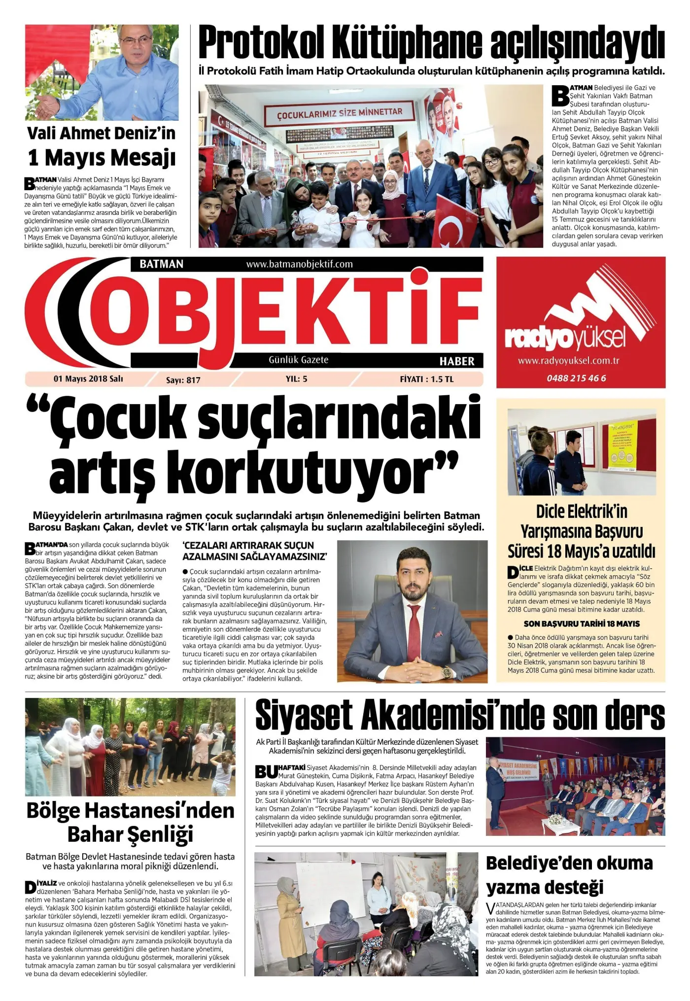 30.04.2018 tarihli sayı, 1. sayfa