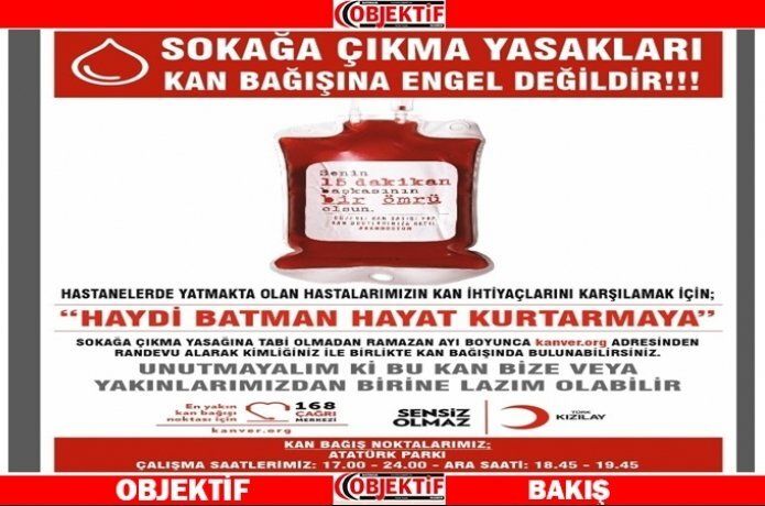 Batman Kızılay kan merkezi iftardan sonra da hizmet veriyor