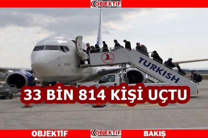 33 bin kişi uçakla seyahat etti