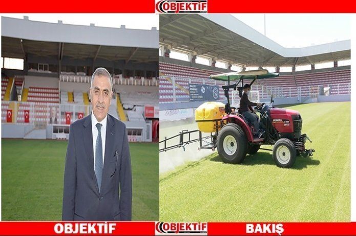 Stadın çimleri bakıma alındı