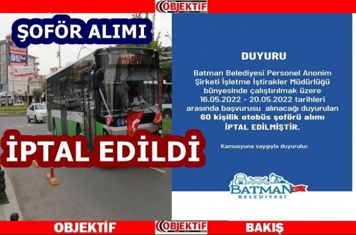 60 kişilik şoför alımı iptal