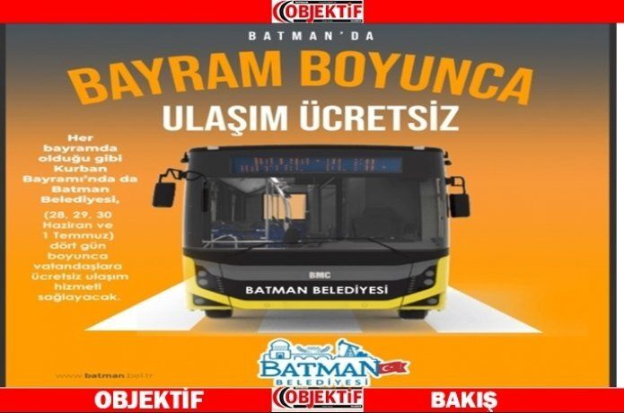 Batman’da bayram boyunca ulaşım ücretsiz