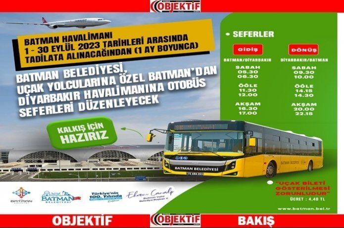 Belediyeden, Diyarbakır havaalanına sefer tarifesi