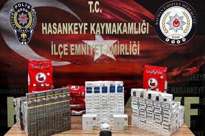 Hasankeyf'te muhtelif gümrük kaçağı eşyalar ele geçirildi