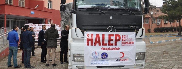 KYK'nın topladığı yardımlar Halep'e gönderildi