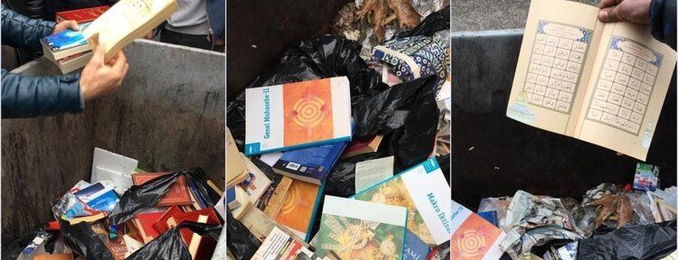 Kur’an-ı Kerimleri çöpe attılar