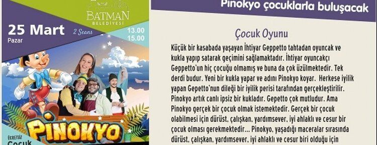Pinokyo çocuklarla buluşacak