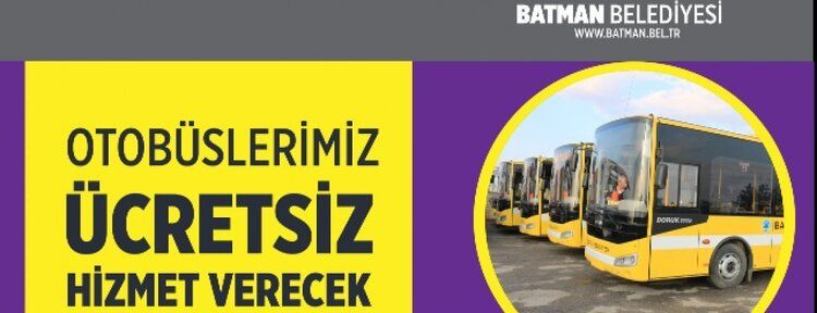 Bayram boyunca otobüsler ücretsiz