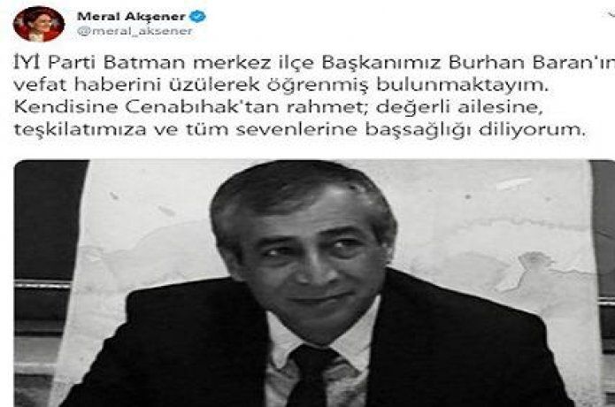 Akşener’den, Baran için taziye masajı