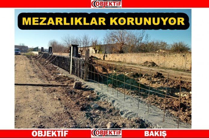 Asri mezarlık ek alanına tel örgü
