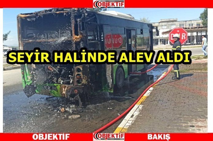 Belediye otobüsü yandı
