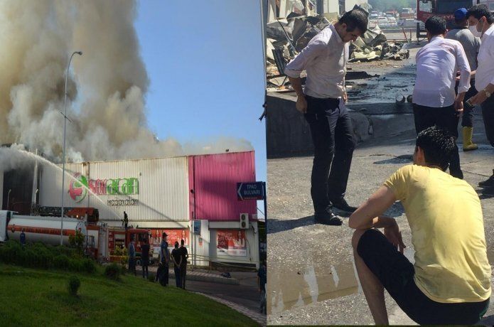 Çalışanlar İş yerinin yanışını gözyaşlarıyla izlediler