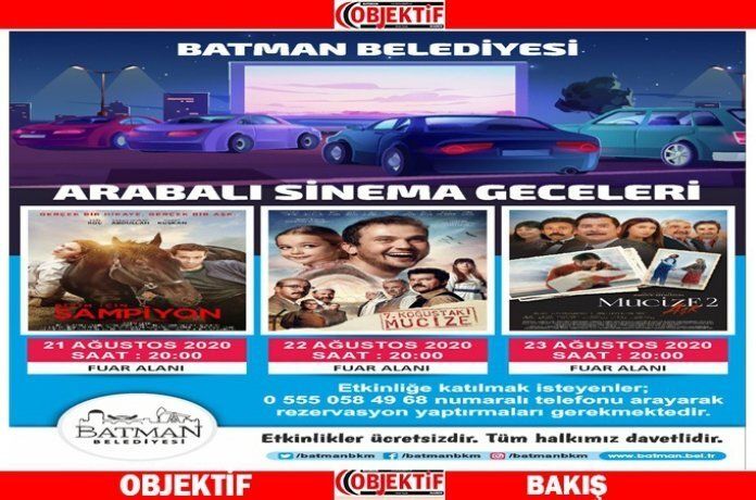 Belediyeden arabalı sinema geceleri etkinliği